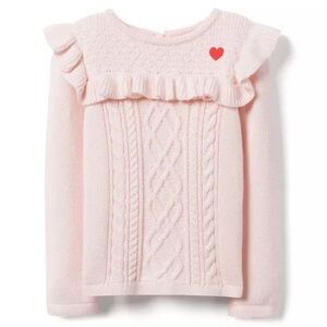 Janie and Jack knit Pink Sweater Girls Size 4 Valentines Embroidered